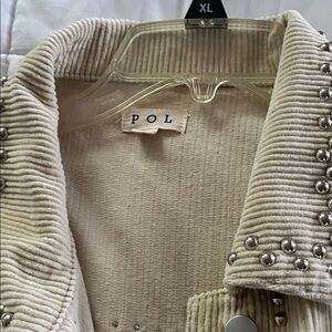 POL Cream Studded Teddy Jacket
